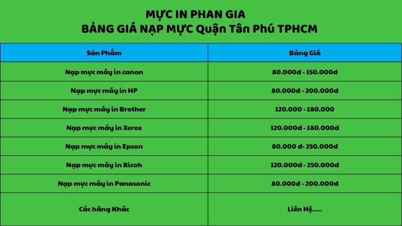 nạp mực máy in quận tân phú